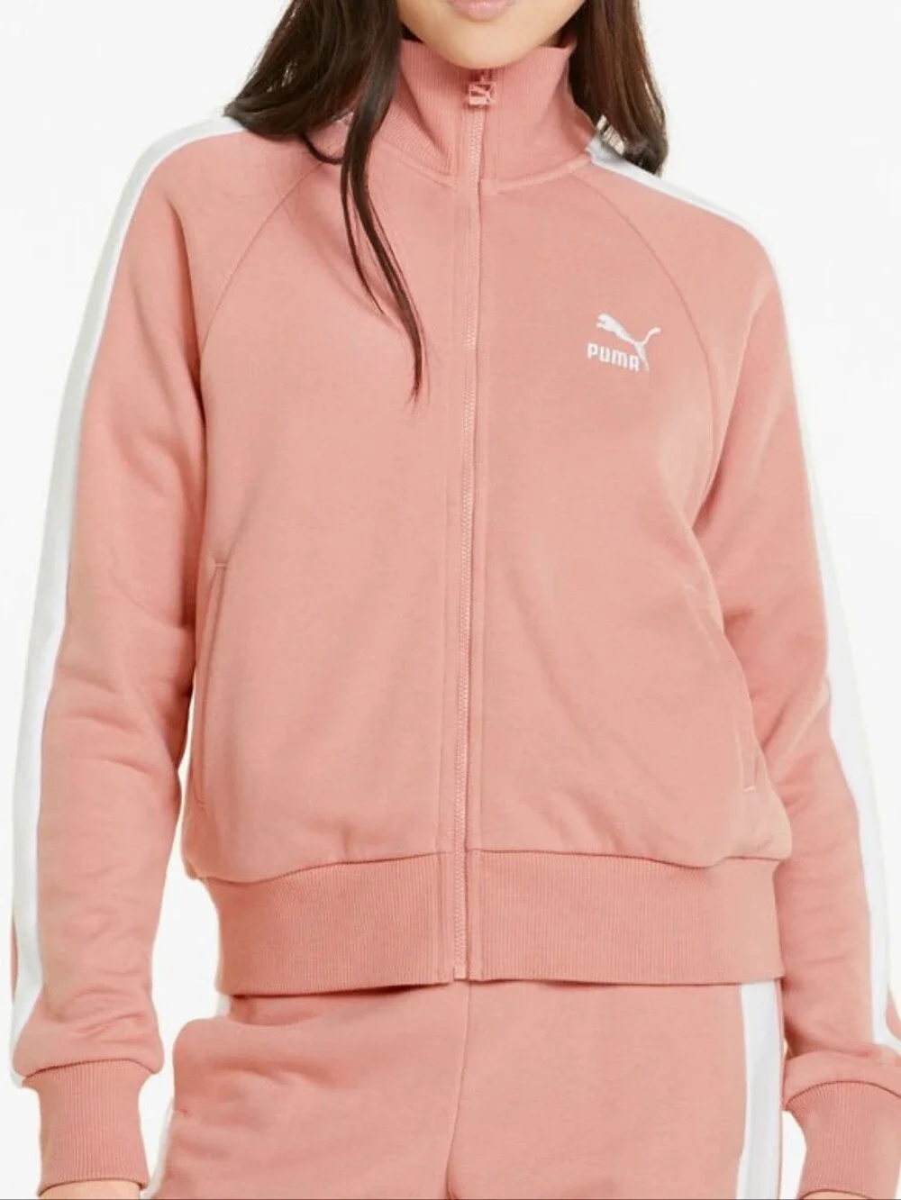 NWT•PUMA Iconic T7 Zip-Up Women's Track Jacket W/Pockets•Peach Smoothie•Small🩷